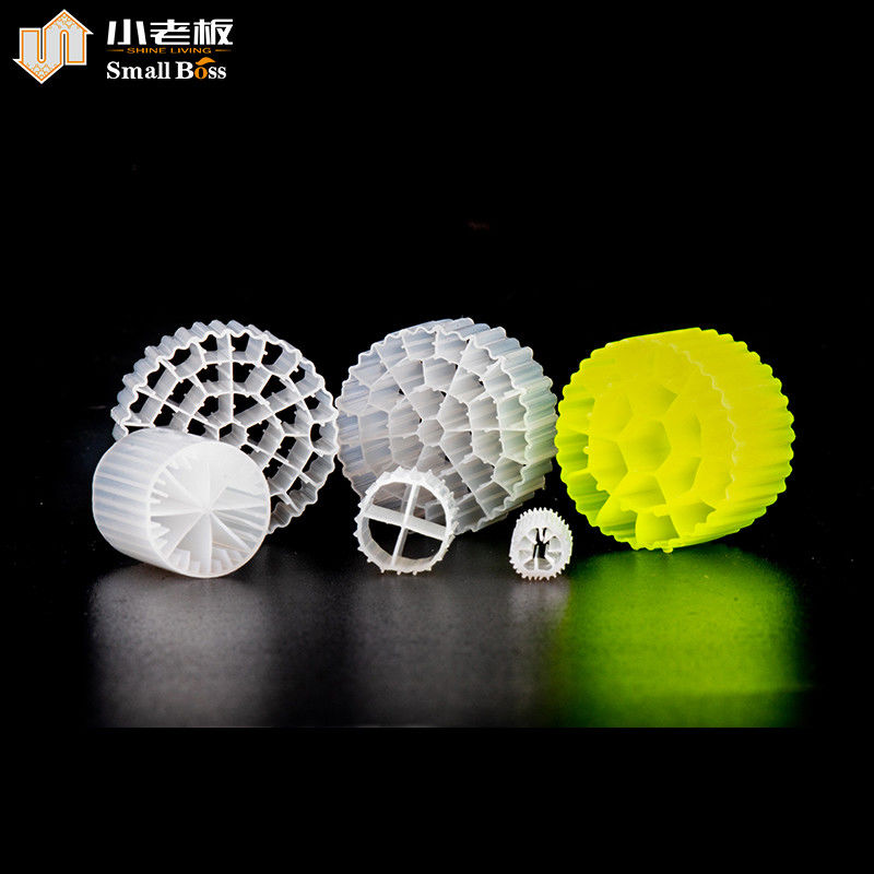 PE38 Moving Bed Biofilm Reactor Putih Warna Alam Perawan Bahan HDPE Mbbr Carrier